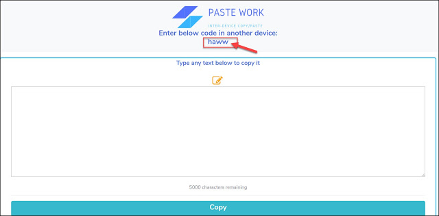 شارك النصوص بين الحاسوب والهاتف أو أي جهاز آخر مع موقع PasteWork