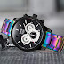 Mens Colorful Watches, Stainless Steel Quartz Chronograph Date Stopwatch 826