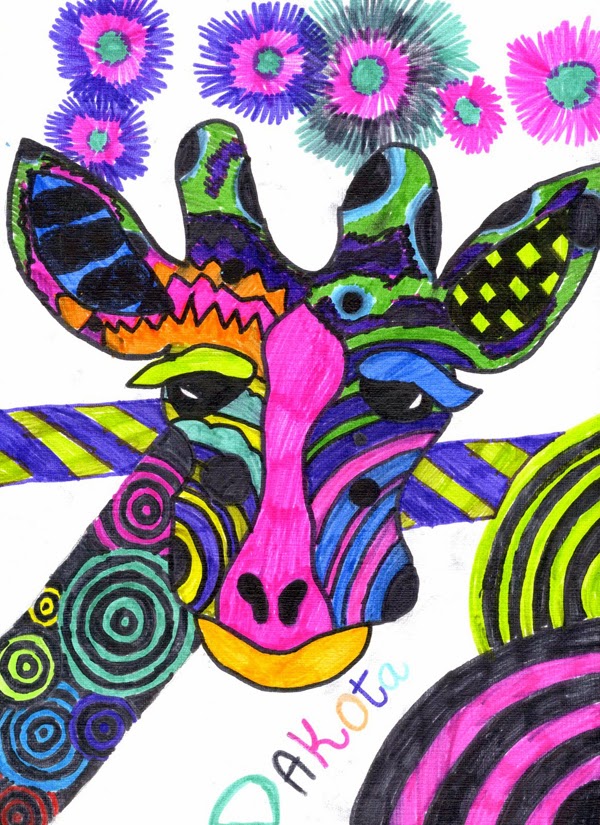 kid's art - giraffes - from spittin toad