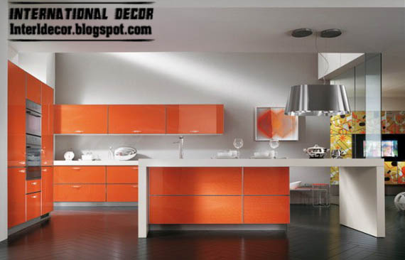 Interior Decor Idea: Contemporary orange kitchen cabinets designs 2013