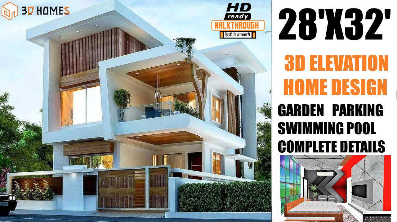 3D Home Design | 28x32 House Plans | 3bhk House Design | Walk through | Complete Details.