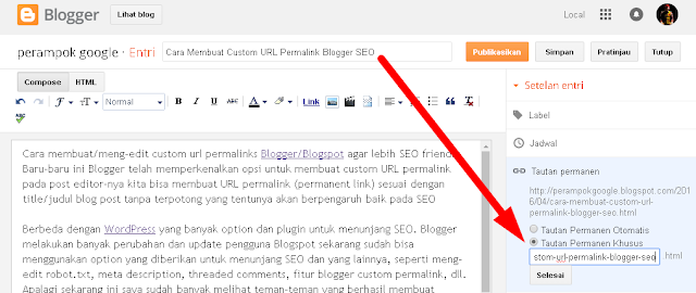 URL Permalink Postingan Sesudah diedit