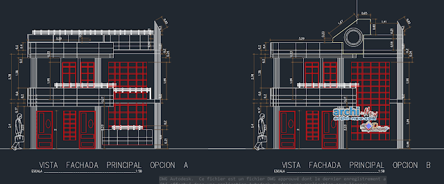 Family housing 3 levels in AutoCAD 