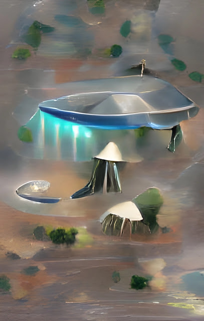 Silver metallic UFO craft.