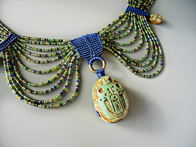 Egyptian style collar with Scarab by Sherri Stokey of Knot Just Macrame.