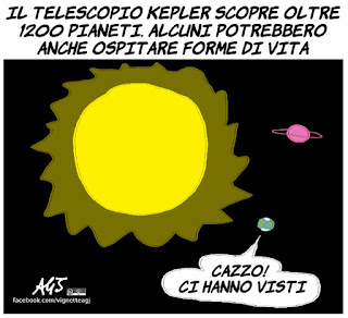 kepler, pianeti abitabili, vita nell'universo, scienza, umorismo, vignetta