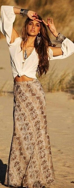 Looks boho chic boemio crop top maxisaia tendencia verão 2015