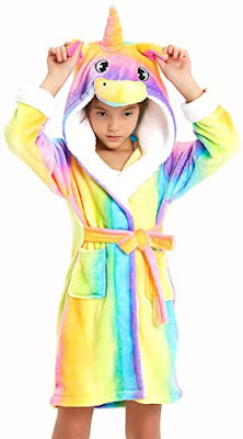 Unicorn Girls Bathrobe Hoodie, Unisex Hooded Gift for Girl and Boys