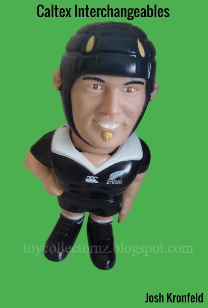 Caltex Interchangeables 1998 All Blacks Figures Rugby Eggs Josh Kronfeld figurine pictured wearing rugby black protective headgear