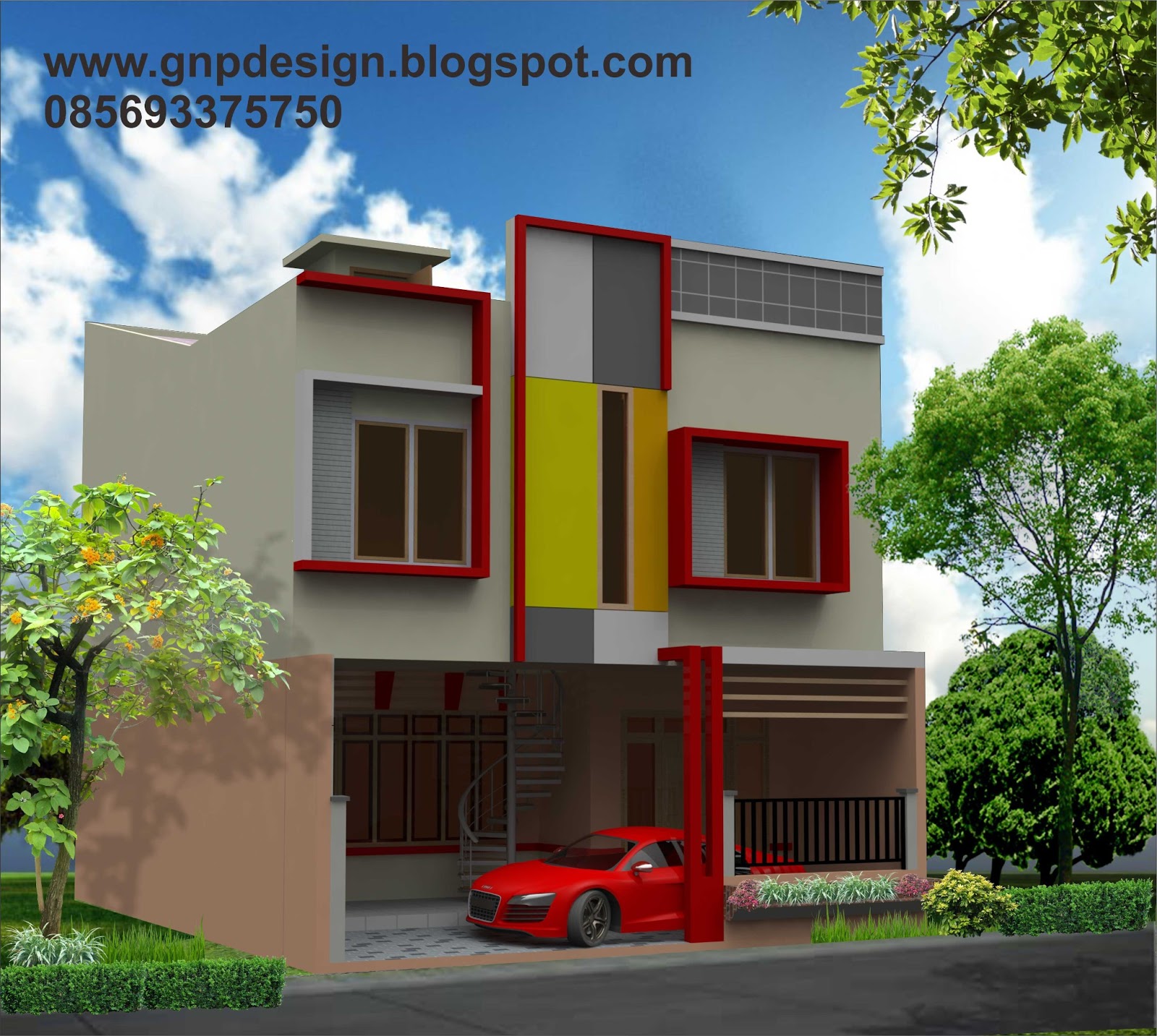 gnp design  Design  Rumah  Minimalis buat Kontrakan  2  Lantai 