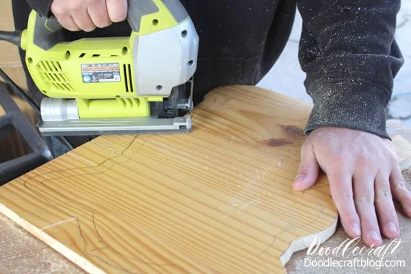 Cut Baby Yoda out of wood using a jigsaw