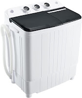 Homguava Portable Washing Machine 17.6 lbs Capacity Mini Compact Twin Tub Washer, 1300 rpm dual motor, 240W washer, 120W spinner, hook up to sink faucet, NO installation, 11 lbs wash tub, 6.6 lbs spin tub