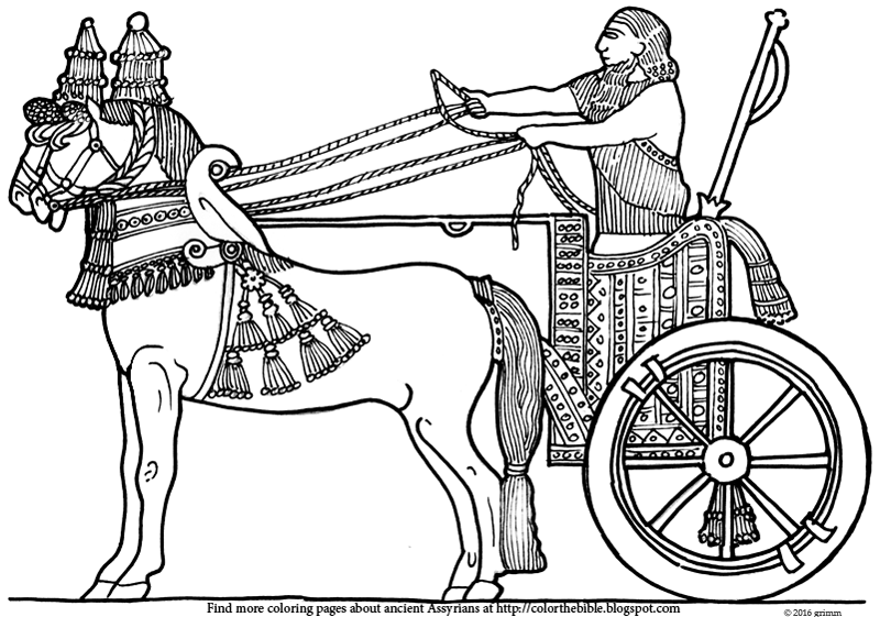 color the bible assyrian horses and cart