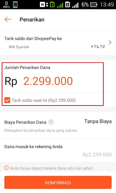 mengisi saldo yang ingin dicairkan