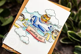 Sunny Studio Stamps: Plane Awesome Fluffy Cloud Border Dies Hugs Card by Eloise Blue