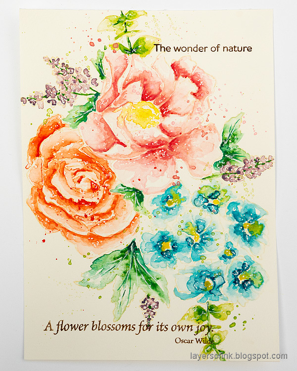 Layers of ink - Watercolored Flowers no-line coloring tutorial by Anna-Karin Evaldsson.