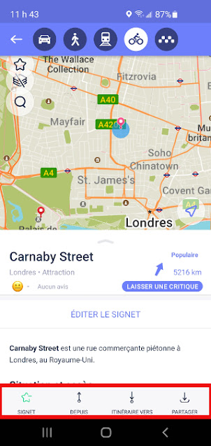 MAPS.ME - Options point d'arrivée