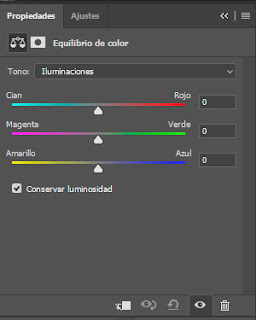 panel "Equilibrio de color"