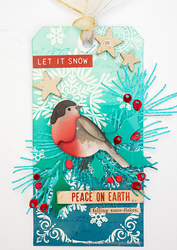 Layers of ink - Bullfinch Christmas Tag Tutorial by Anna-Karin Evaldsson.