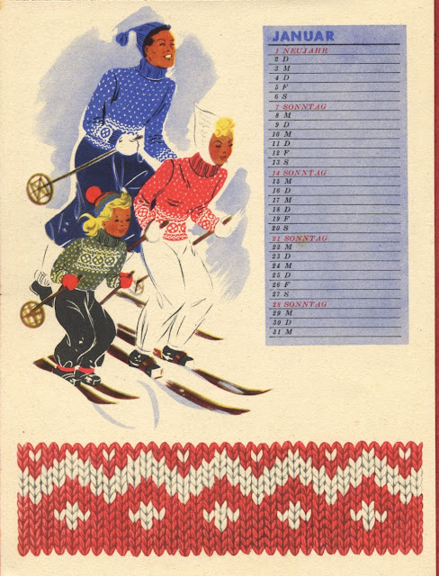 The Vintage Pattern Files : Free 1940's Knitting Pattern - Norwegian Style Family Ski Jumpers