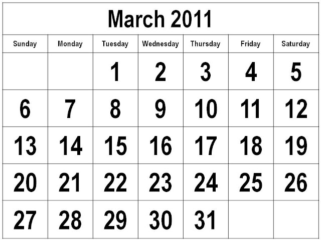 calendar 2011 printable template. Free 2011 March Calendar