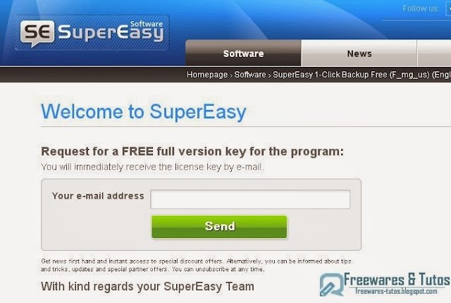 Offre promotionnelle : SuperEasy 1-Click Backup gratuit !