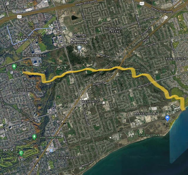 Map showing the route from the salmon run on Highland Creek