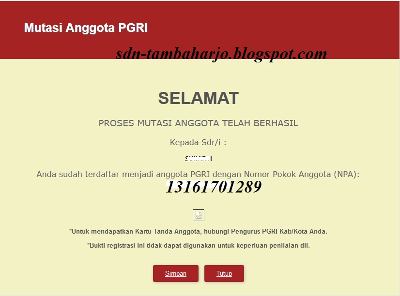 Cara Registrasi, Update, dan Mutasi PNS di Situs PGRI.OR.ID  SD Negeri Tambaharjo