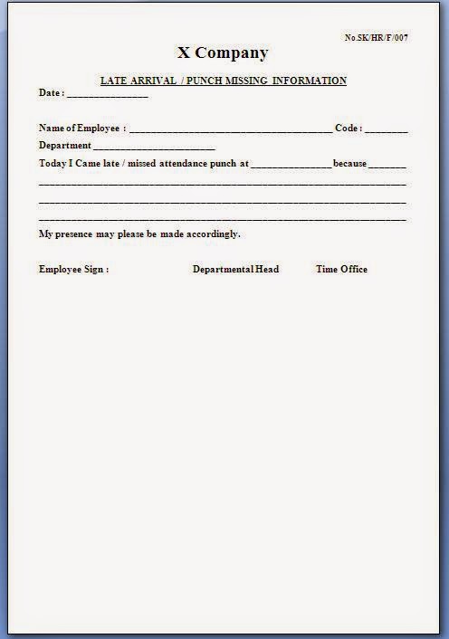 Attendance Regularization Application Form Format - Office Attendance Regularization Application Form Format - Office