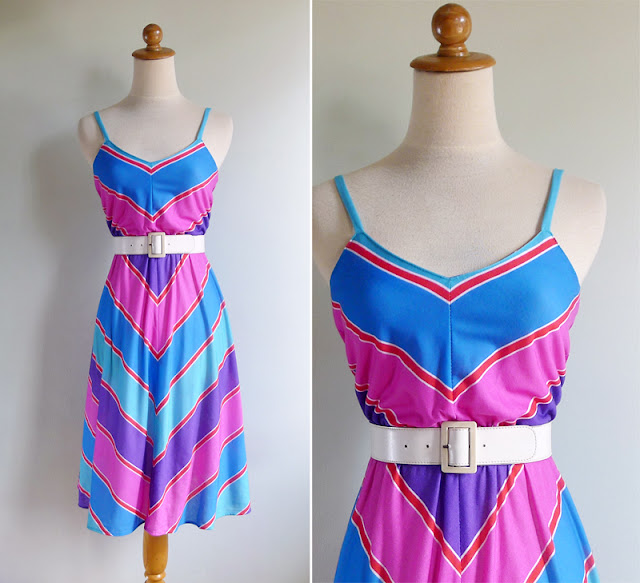 vintage 1970's multi colored sun dress