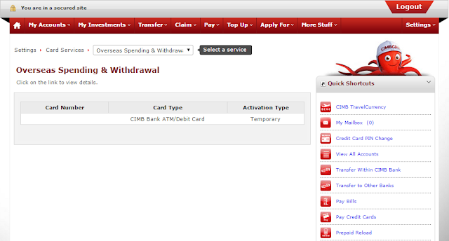 cimbclicks, cimb, atm, debit card, overseas spending