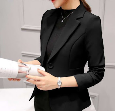 Blazer Wanita Hitam Putih Formal Non-Formal