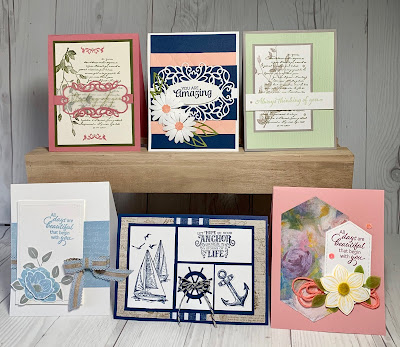 Craft and Laugh August 4, 2019 making these 6 cards in card class