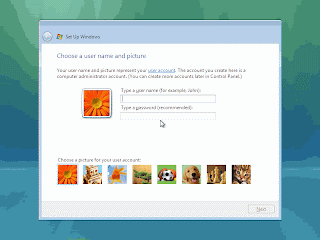 Windows Vista Installation - First Time Login