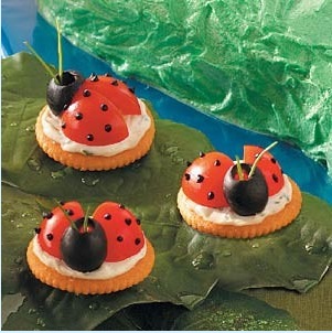 Ladybug snack with tomato & olive
