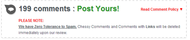 Comment Header with comment policy Comment Header with comment policy
