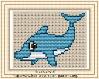 Dolphin, Free and easy printable cross stitch pattern