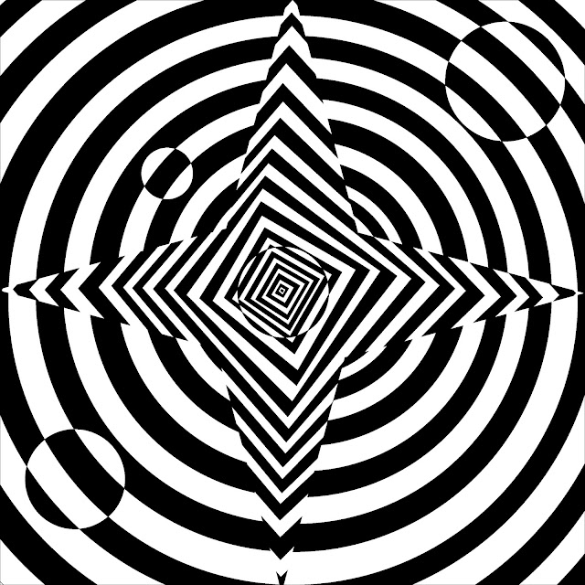 rose of compass in black and white abstract psychedelic