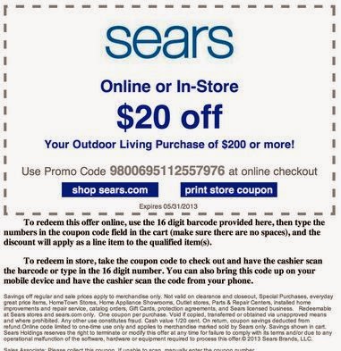  Sears  Printable Coupons  September 2022