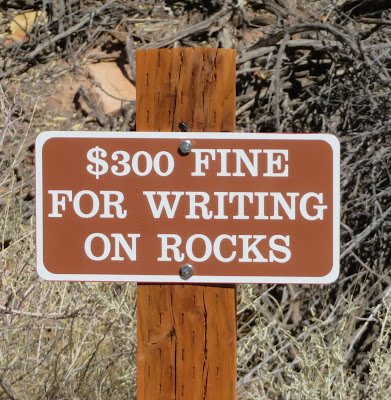 $300 fine for writing on rocks.