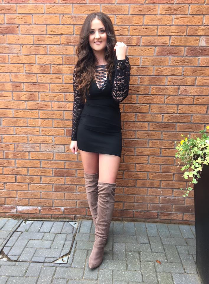 black bodycon dress with knee high boots ebay