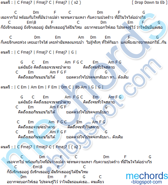 คอร์ดเพลง-เหงา คิดถึง รอ-เสก โลโซ(SEK LOSO)