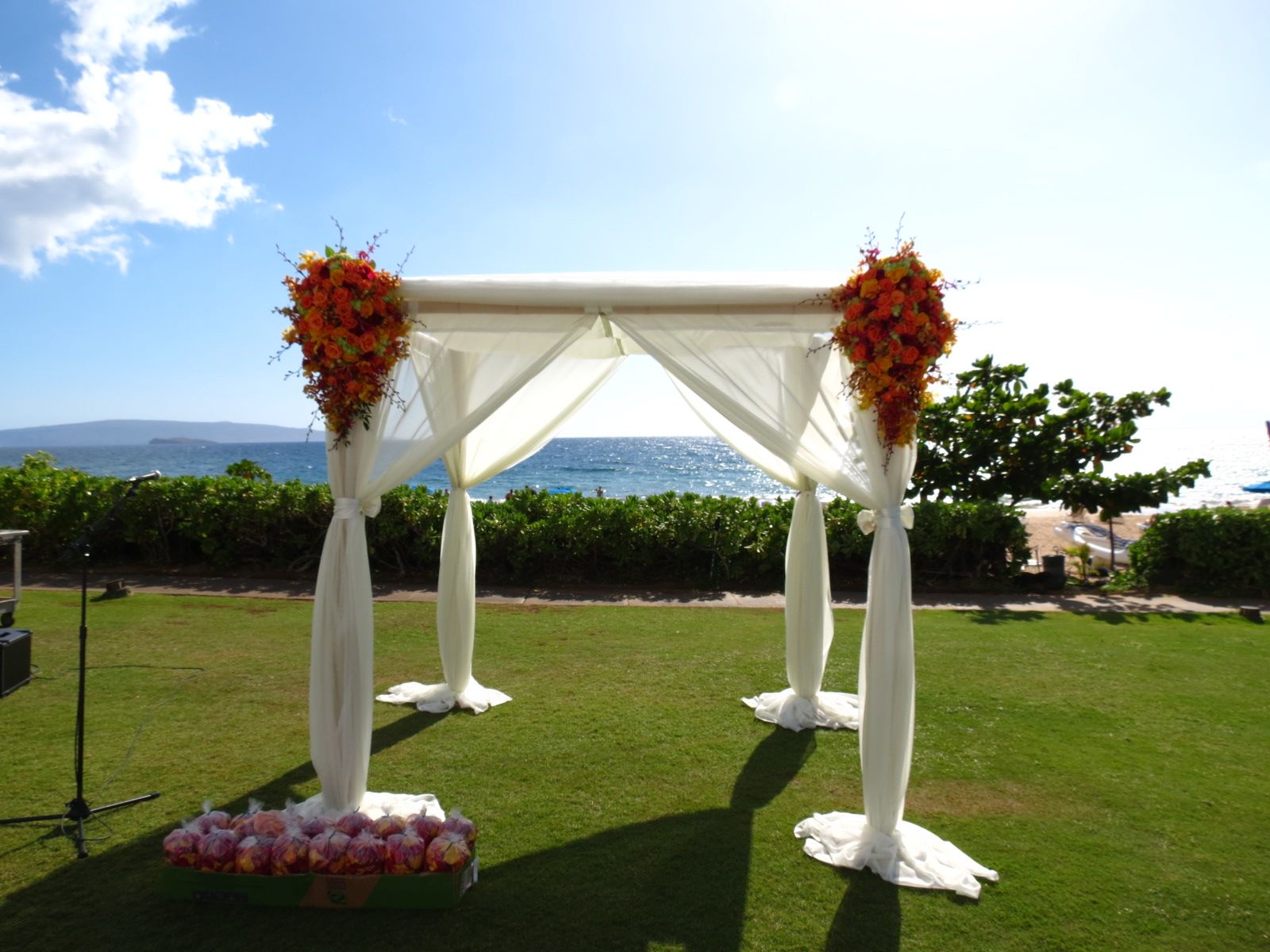 Destination Wedding set-up at Fairmont Kea Lani title=