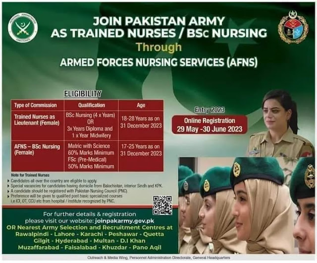 Pak Army ANSF Female Nursing Jobs 2023 Registration Online
