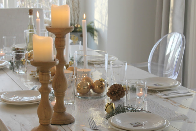 image result for hello lovely christmas holiday farmhouse tablescape gold white green