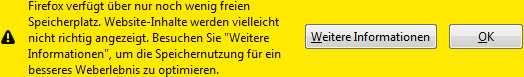 falsche Fehlermeldung Firefox: wenig Speicher