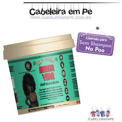 Composição da Máscara Meu Cacho Minha Vida - Lola Cosmetics - Liberada para No Poo, Low Poo, Shampoo Leve e Sem Shampoo com óleo de patauá e extratos de algas marinhas e Sodium PCA.