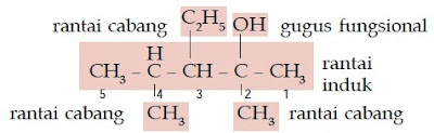 rantai cabang induk gugus fungsional 3-etil-2,4-dimetil-2- pentanol