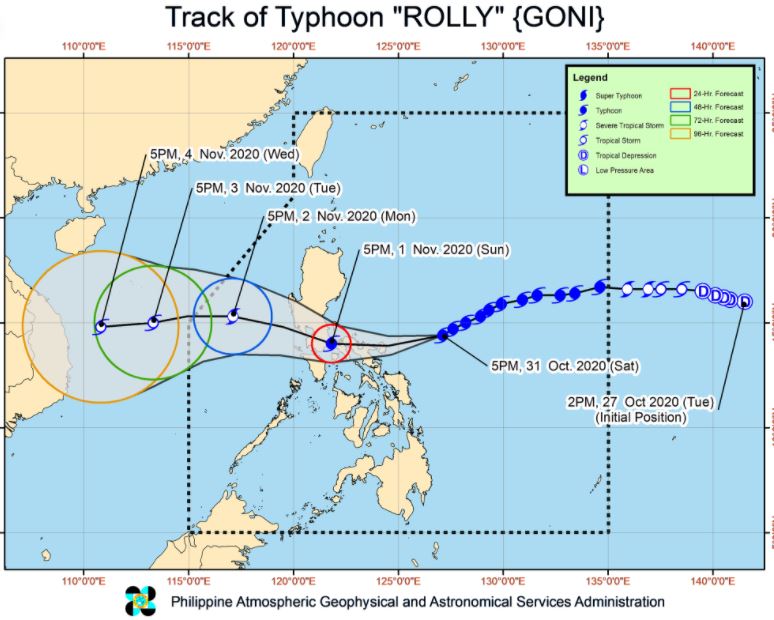 Signal No. 4 up in 2 areas as Typhoon Rolly threatens Bicol Region