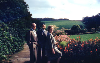 Charles with friends Anson and Connie Wilkie at garden in Scotland - August 13, 1961